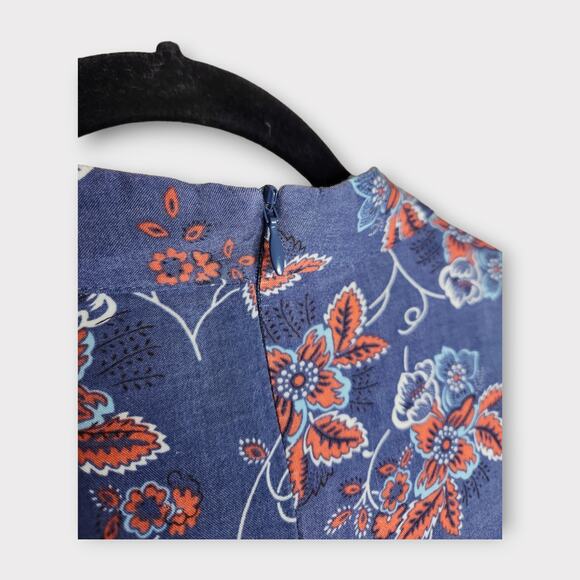 Ryder Blue Red Floral Long Sleeve Romper with Pockets Women's Size Small - Picture 7 of 8